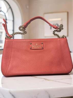 Kate Spade Berkshire Road Adela Coral Pebbled Leather Shoulder Bag